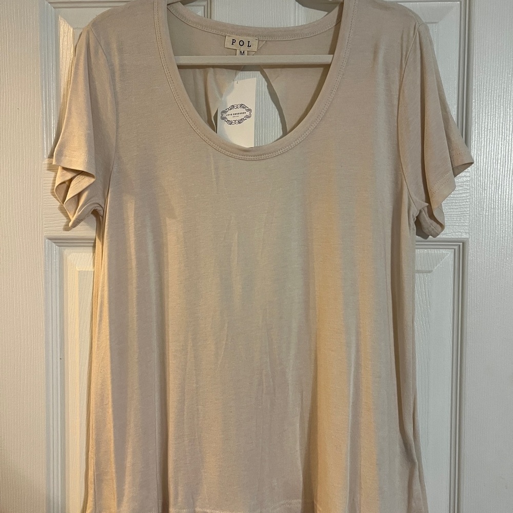 POL Women's Tan Short Sleeve Tee